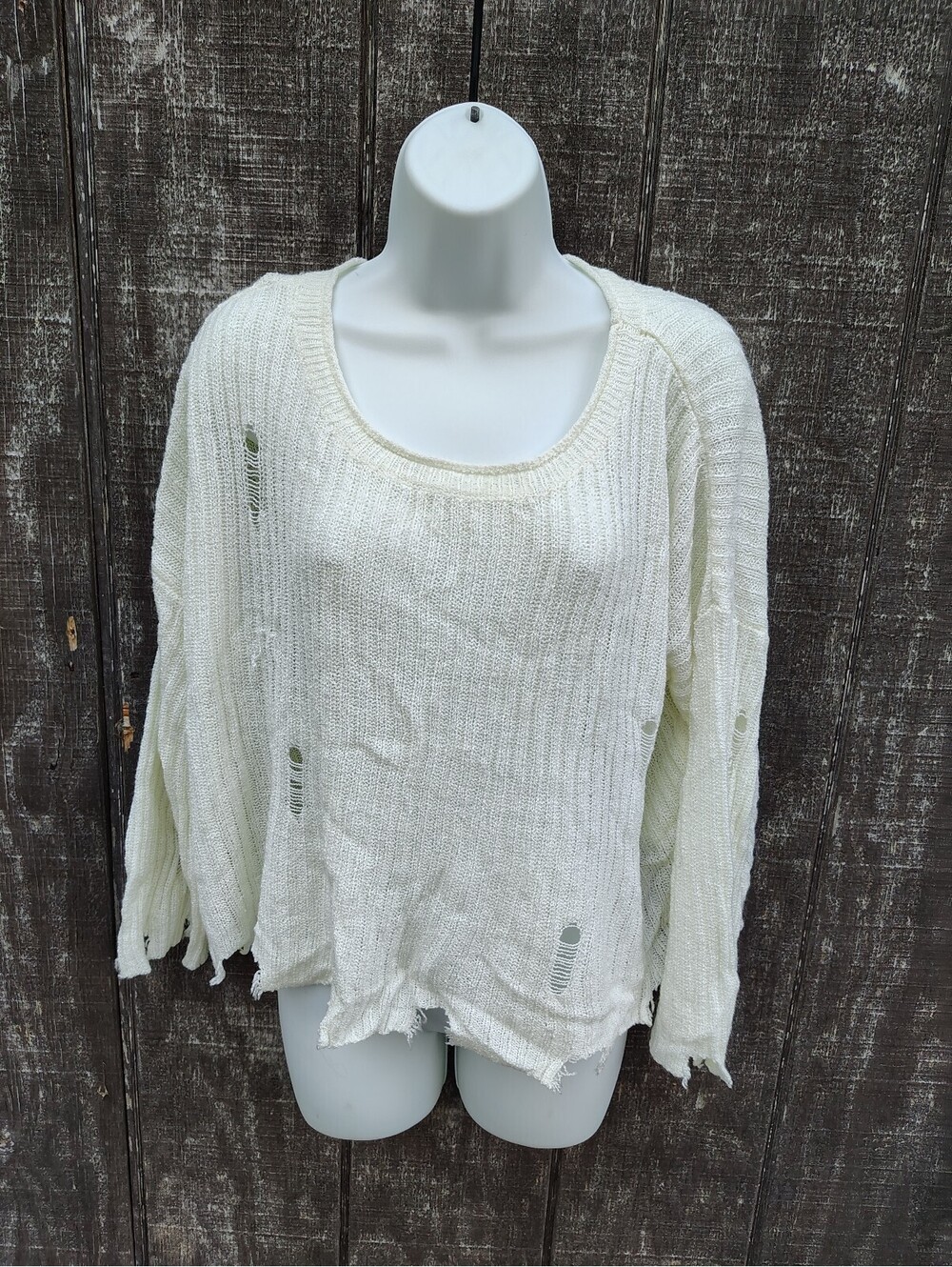 Pol Distressed Ripped Sweater Top